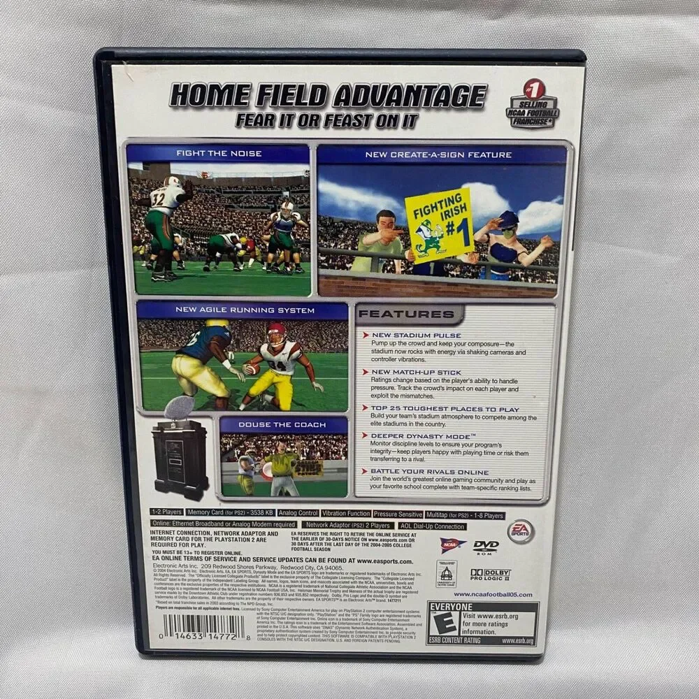 NCAA Football 2005 For Playstation 2 With Case and Manual PS2